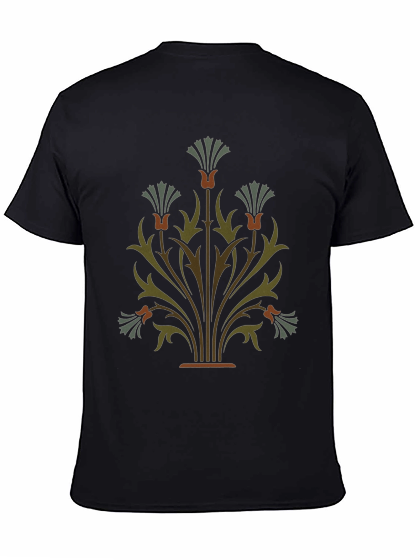 Black Elegant Floral Graphic Black T-Shirt view 4