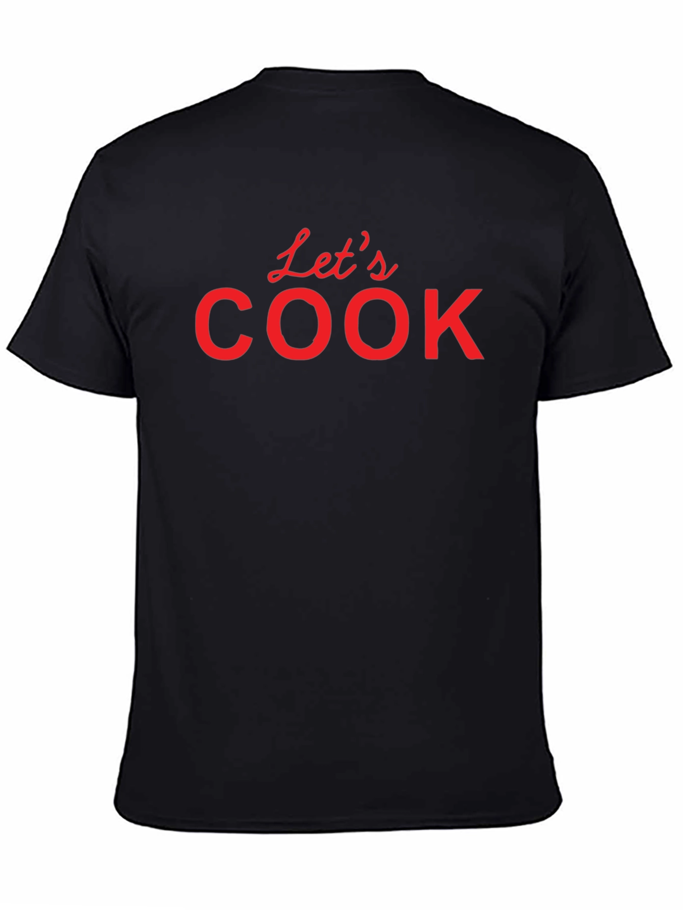 Black Let's Cook T-Shirt - Black Crew Neck Tee view 4