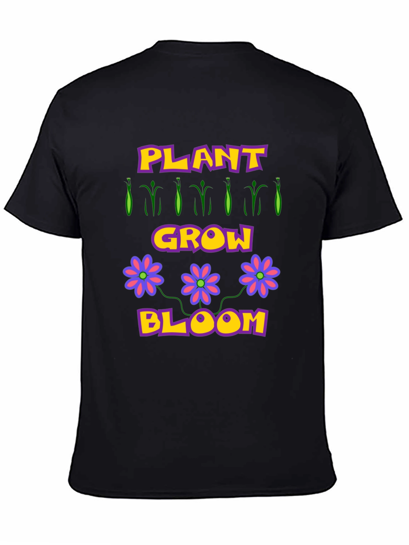 Black Plant Grow Bloom T-Shirt - Garden Lovers Tee view 4