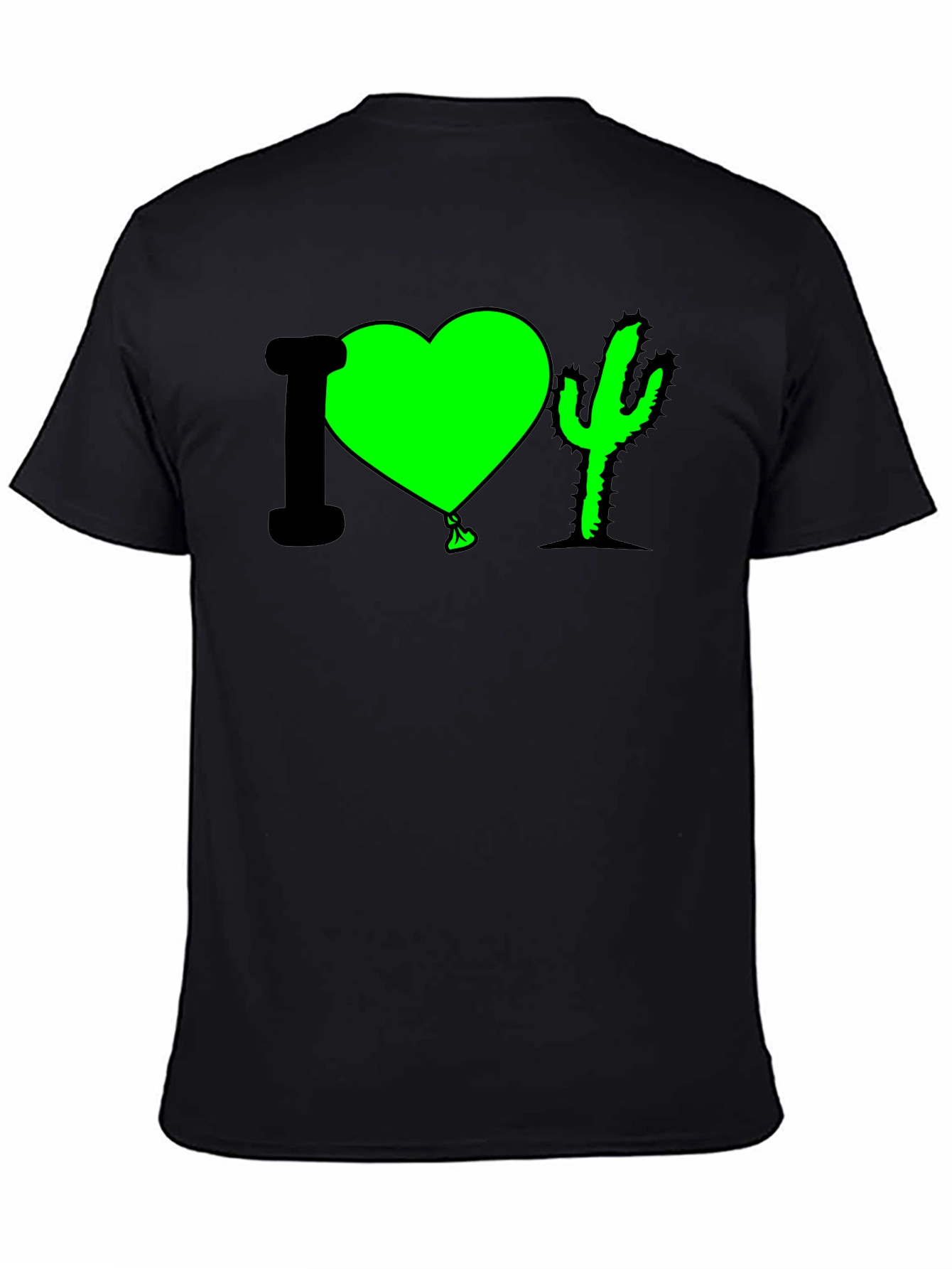Black I Heart Cactus T-Shirt - Fun Graphic Tee view 4