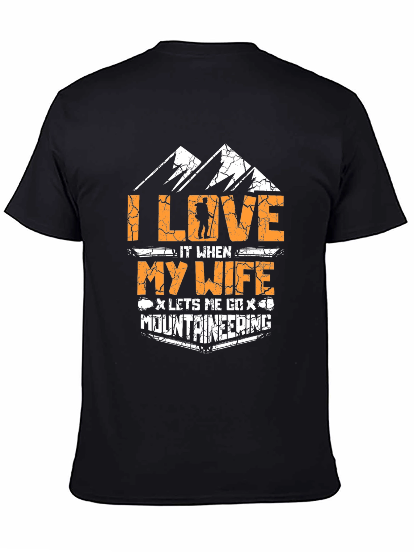 Black I Love My Wife Mountaineering Black T-Shirt view 4