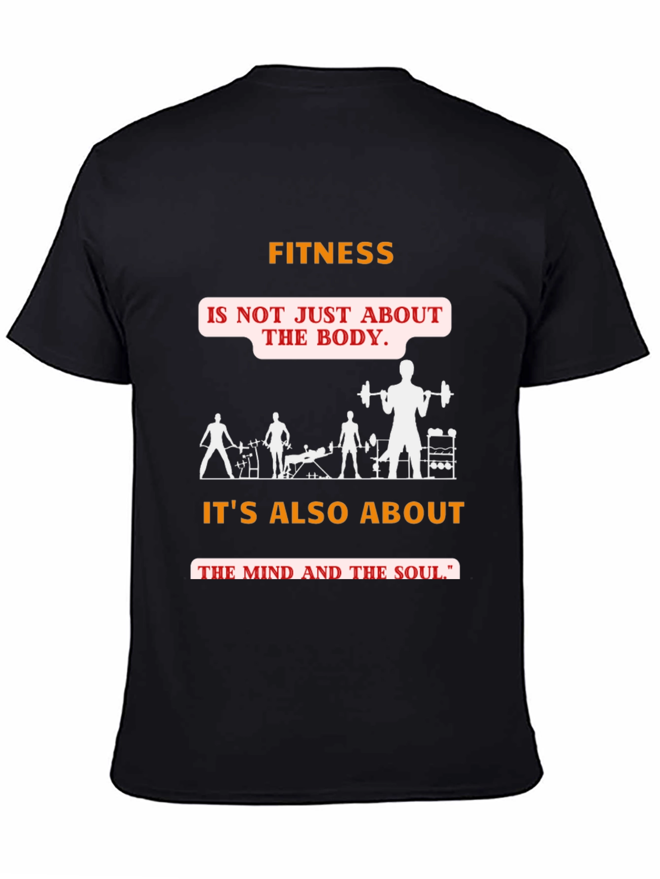 Black Fitness Mind & Body Graphic Tee - Black view 4