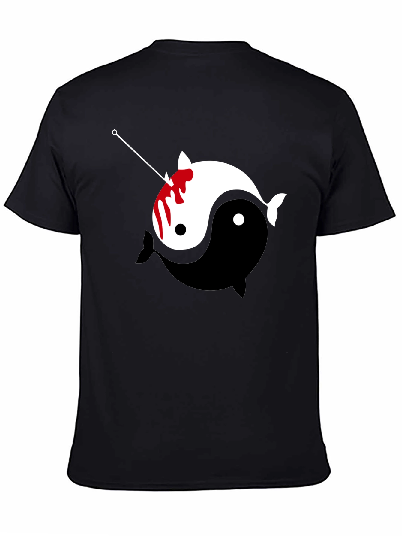 Black Yin Yang Narwhal Graphic Tee view 4