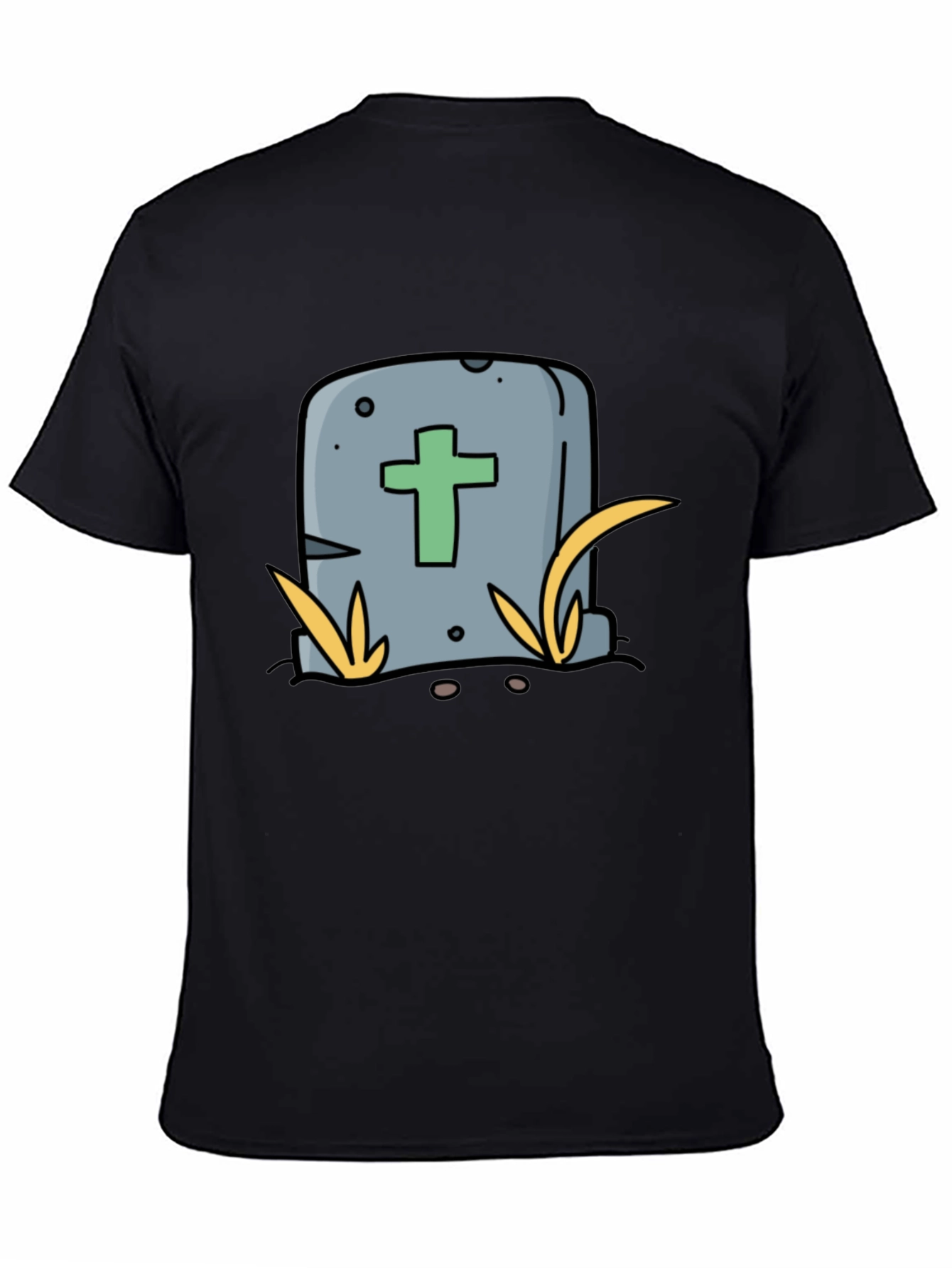 Black Cartoon Tombstone T-Shirt - Funny Halloween Tee view 4