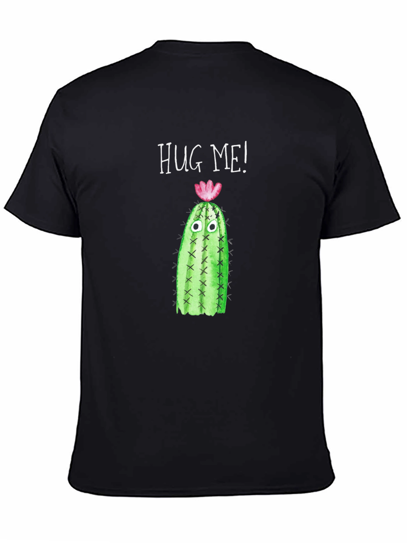Black Hug Me Cactus T-Shirt - Funny Graphic Tee view 4