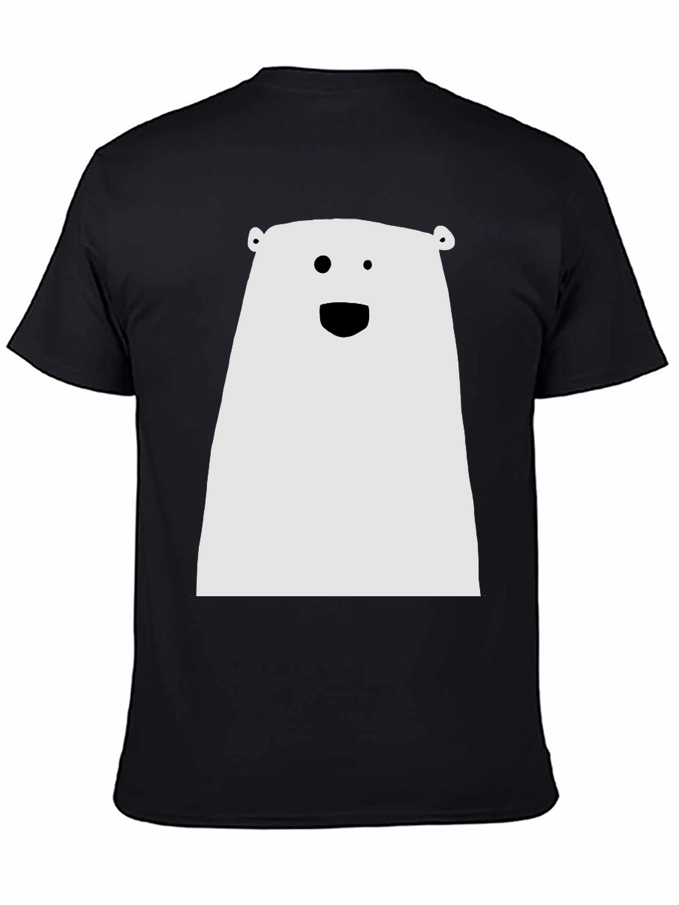 Black Funny Minimalist Bear Graphic Black T-Shirt view 4