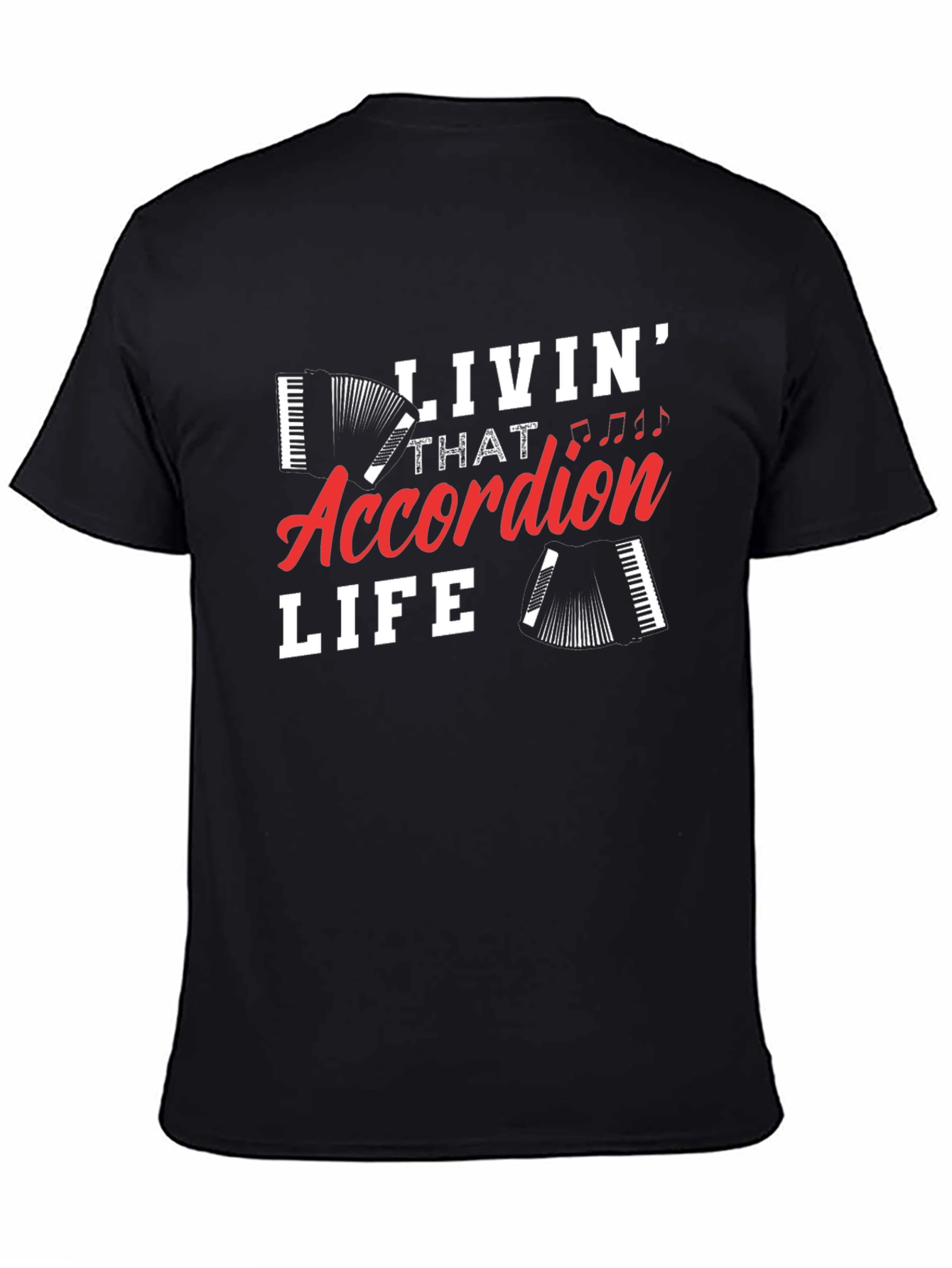 Black Accordion Life Graphic Tee - Musician T-Shirt view 4