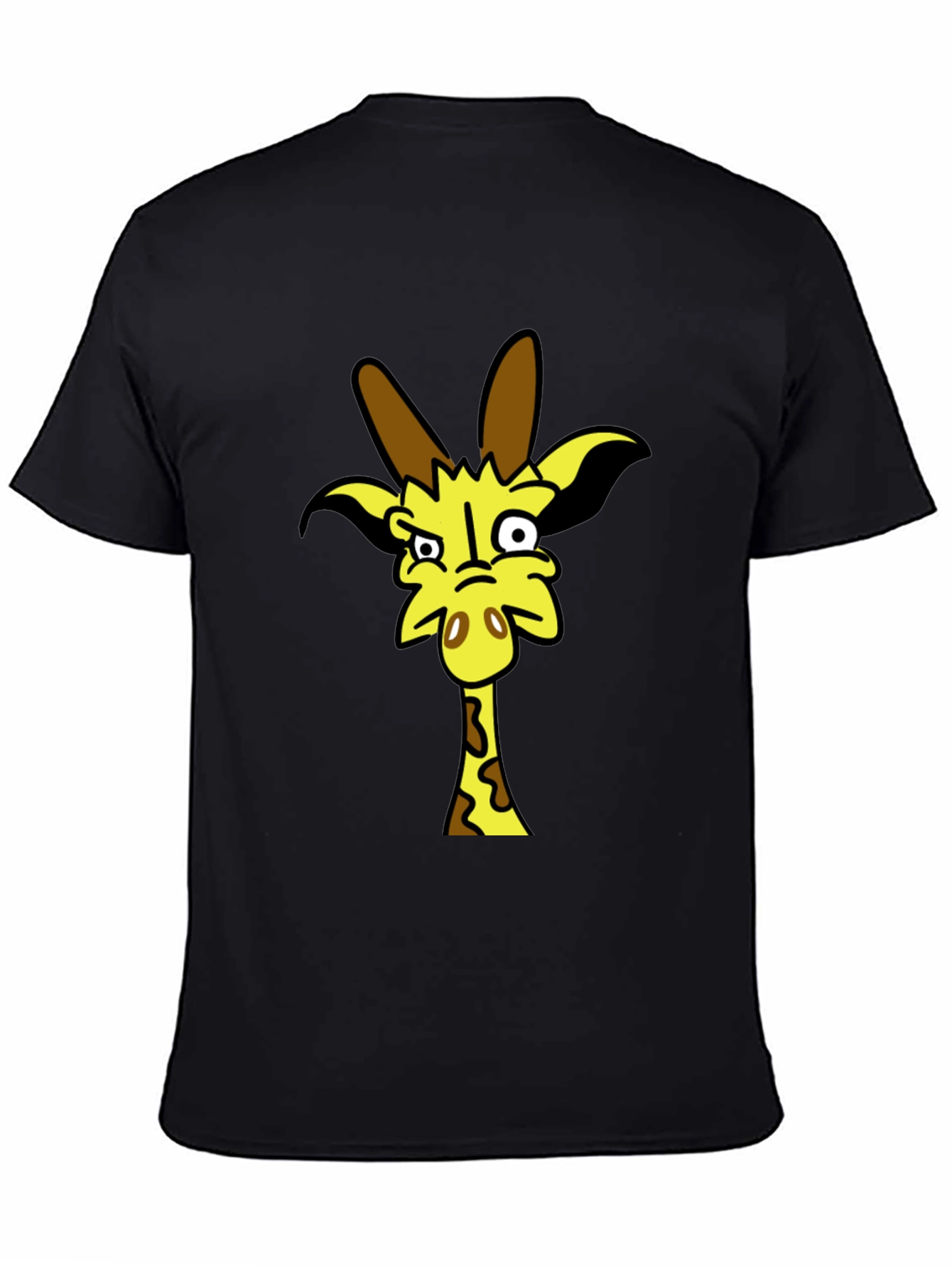 Black Funny Cartoon Giraffe Black T-Shirt view 4