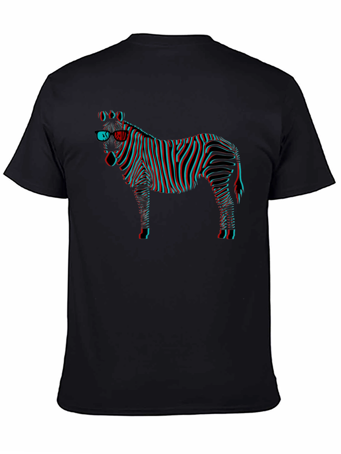 Black 3D Zebra Graphic Tee - Black view 4