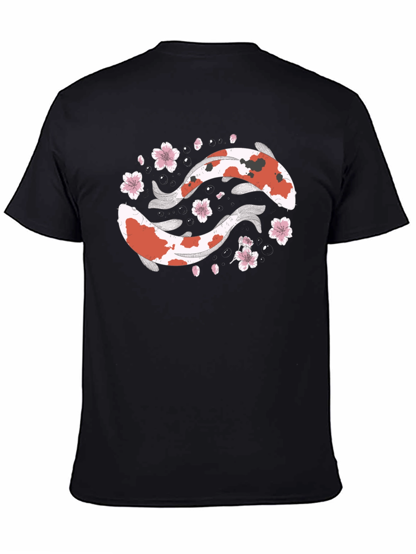Black Koi Fish Yin Yang Black T-Shirt view 4