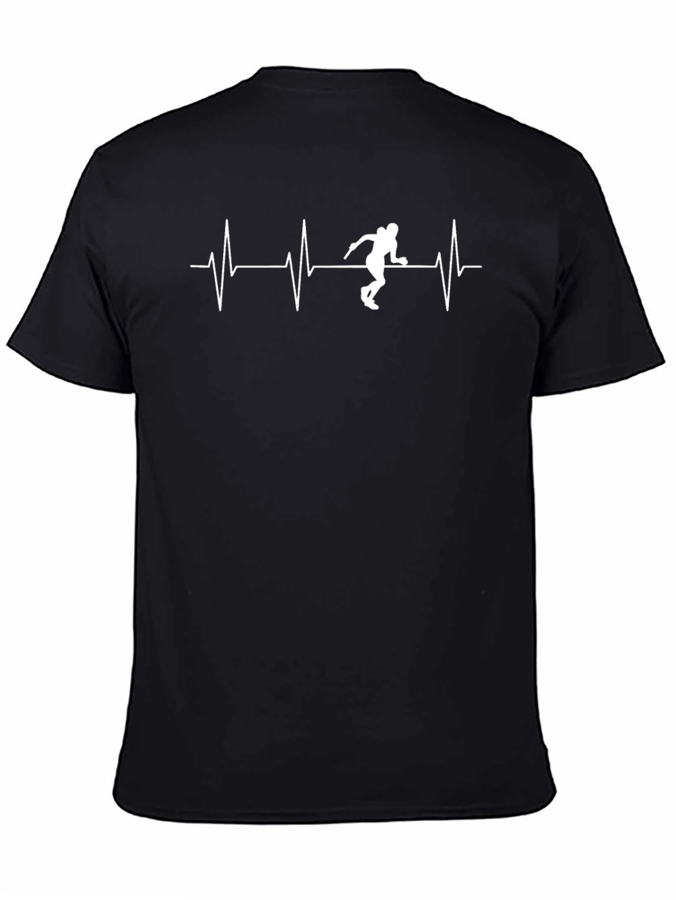 Black Football Heartbeat Graphic Tee - Black view 4