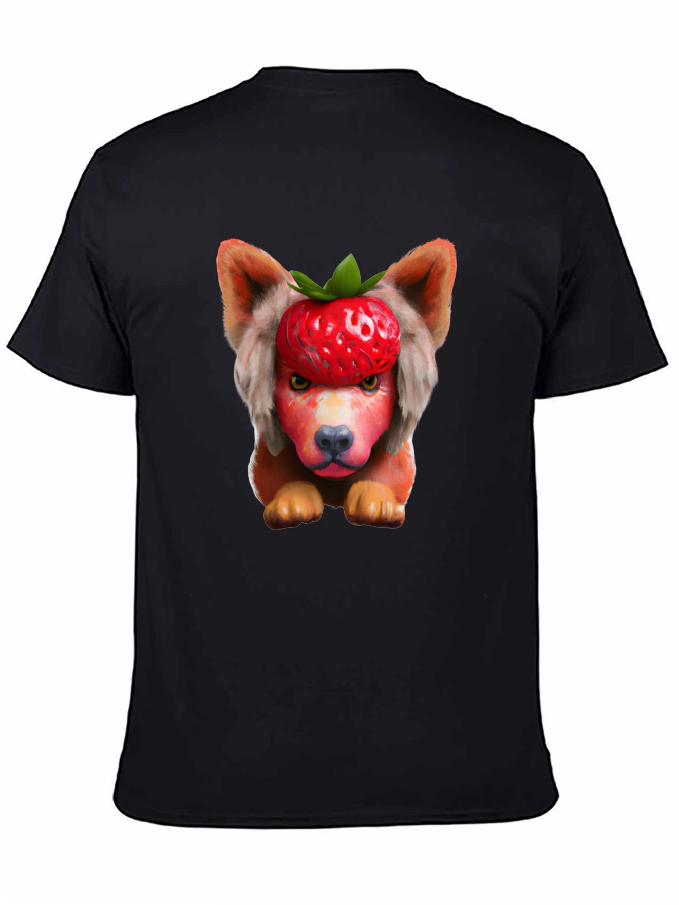 Black Strawberry Dog Head Graphic Tee - Unique & Fun! view 4