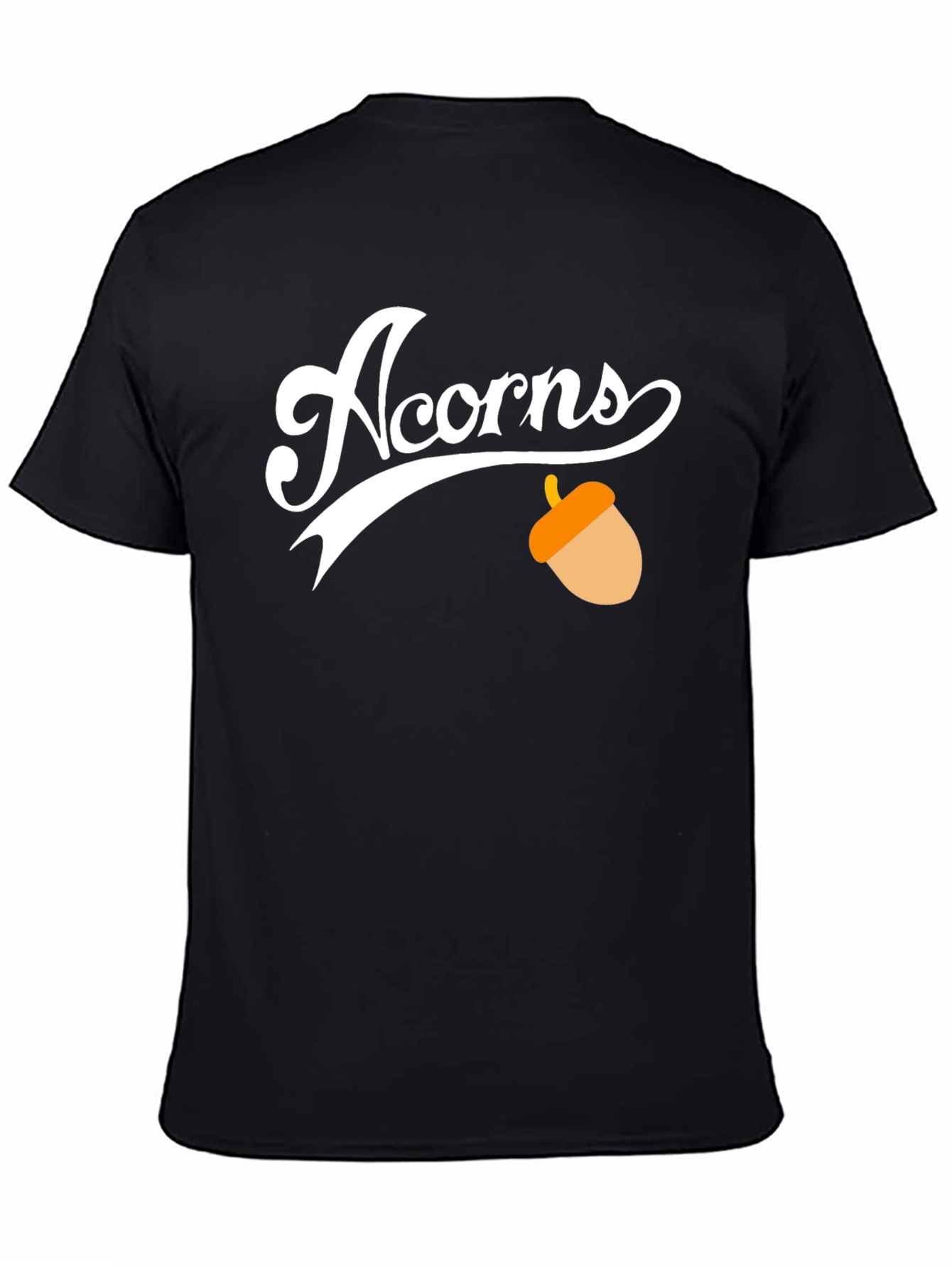 Black Acorns Graphic Tee - Black Cotton Casual T-Shirt view 4