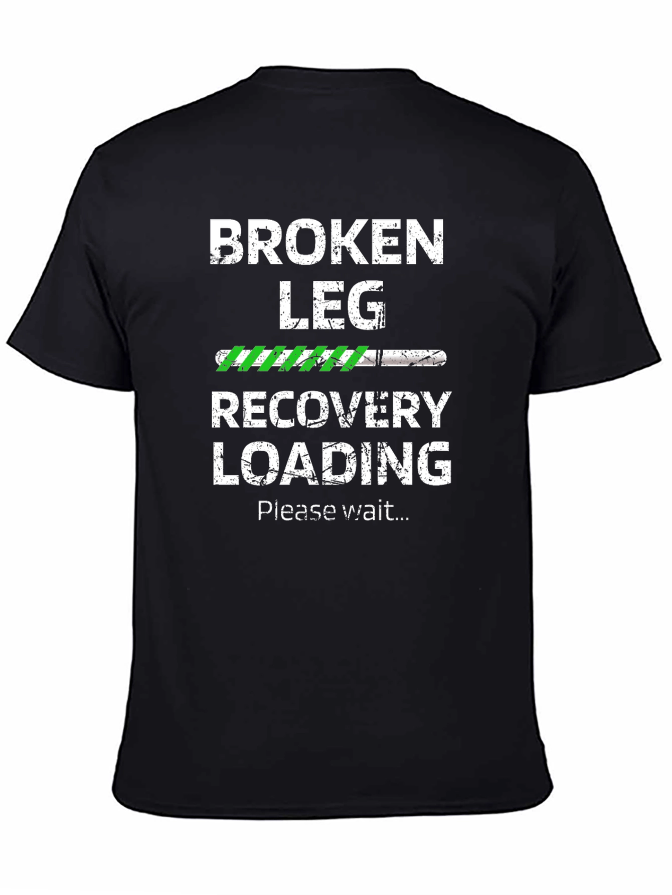 Black Broken Leg Recovery Loading T-Shirt view 4
