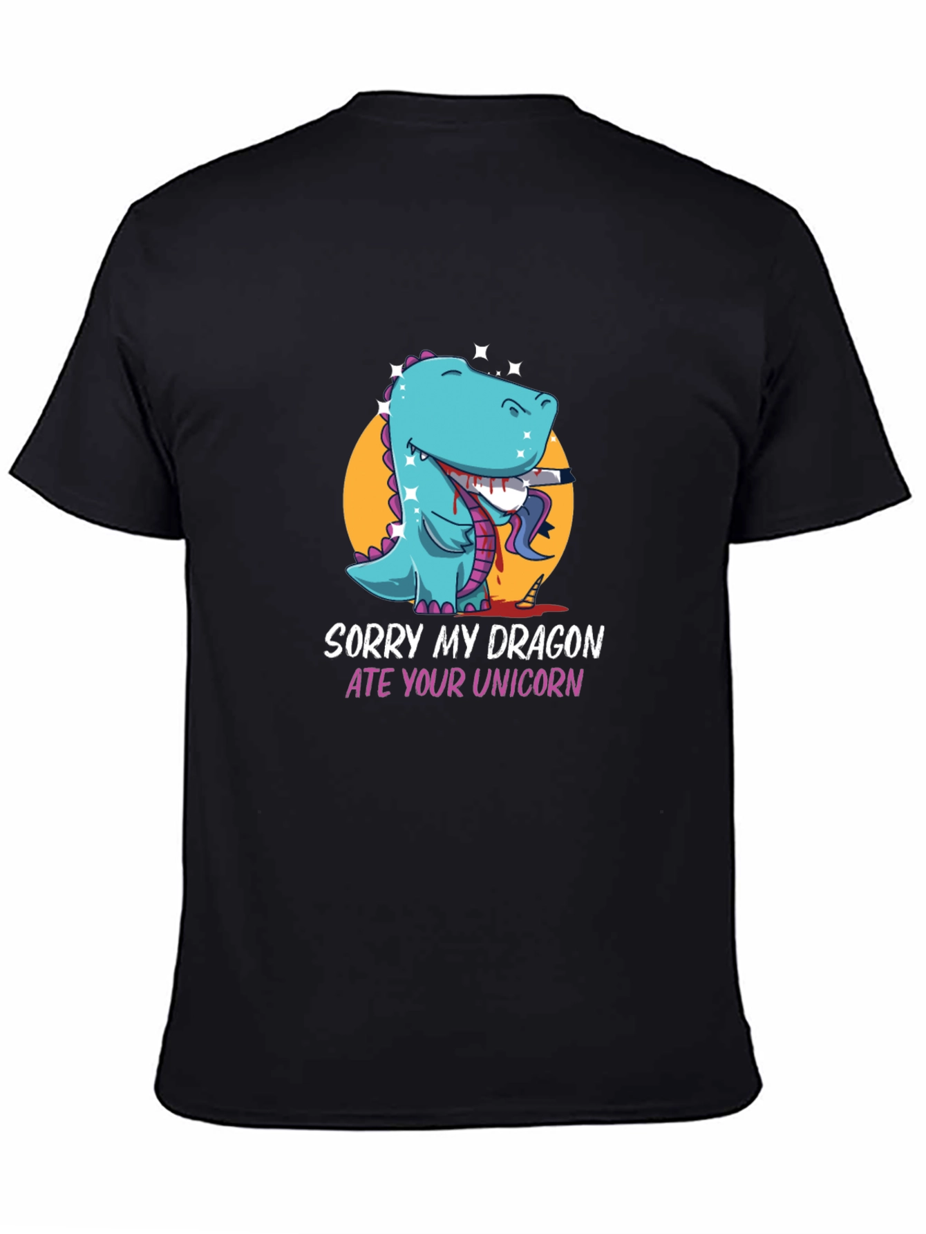 Black Sorry My Dragon Ate Your Unicorn T-Shirt view 4