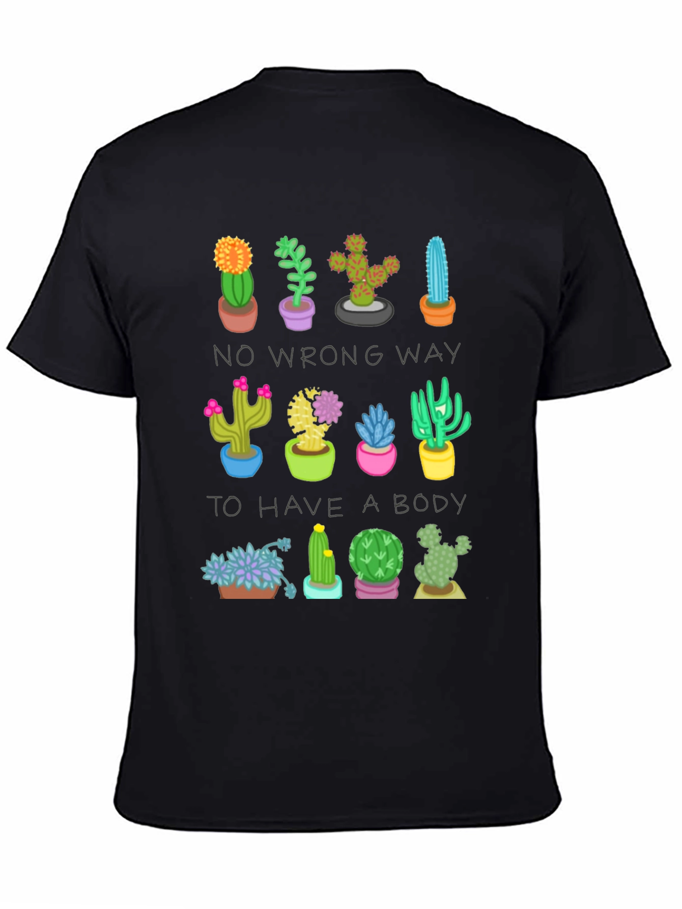 Black Cactus Body Positive T-Shirt view 4