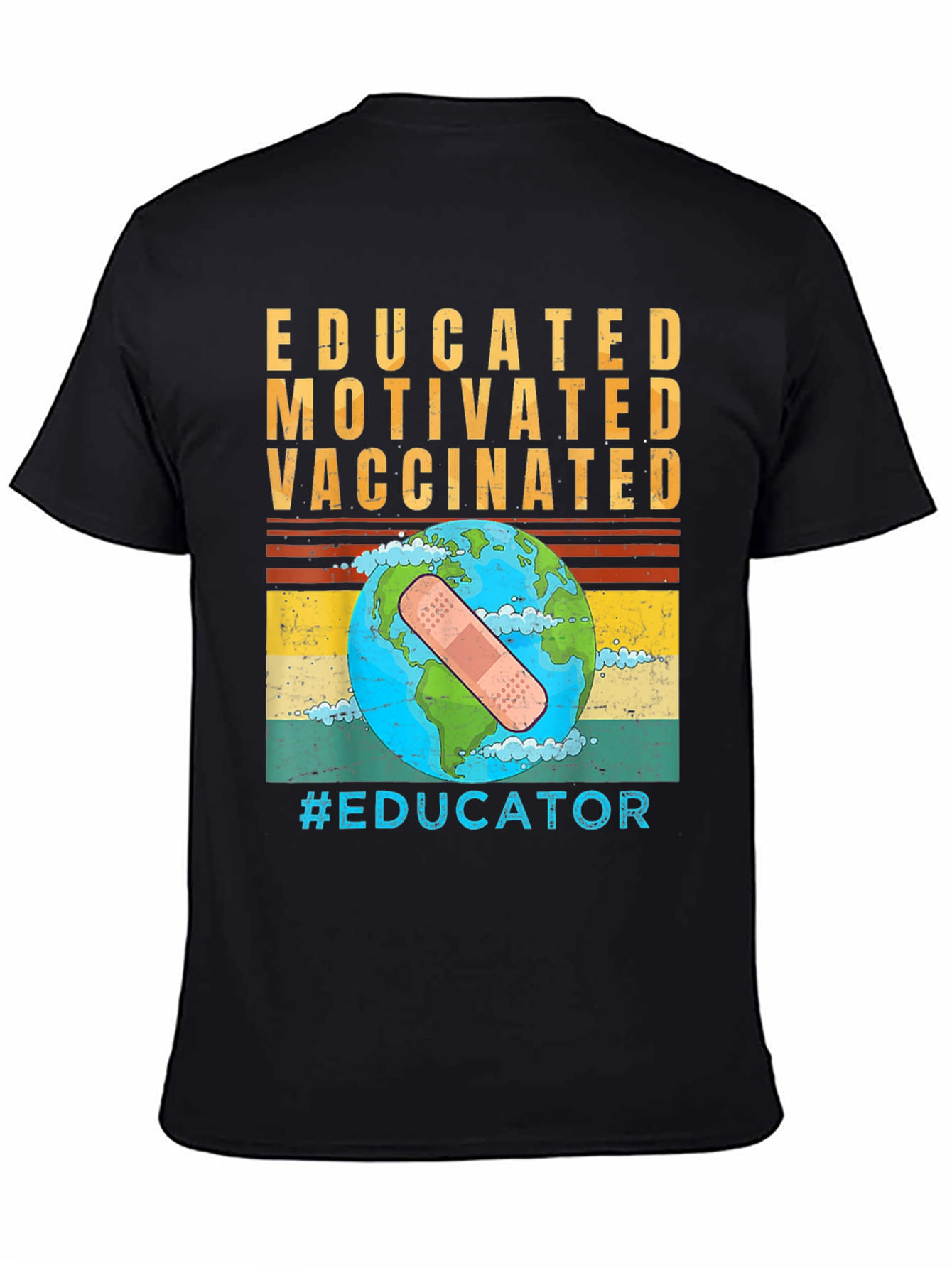 Black Educated Vaccinated Graphic T-Shirt view 4