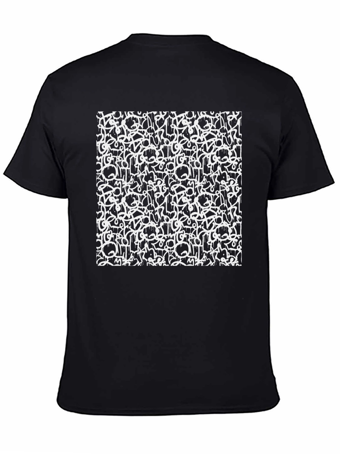 Black Abstract Graffiti Print Black T-Shirt view 4