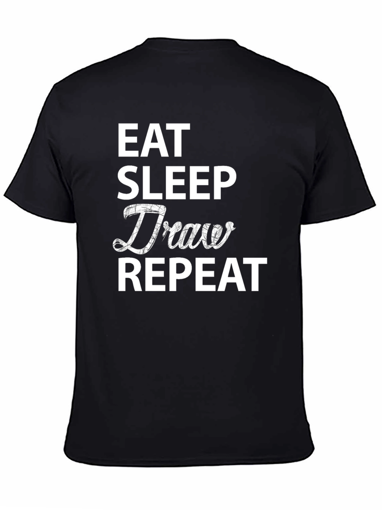 Black Eat Sleep Draw Repeat Black Graphic T-Shirt view 4