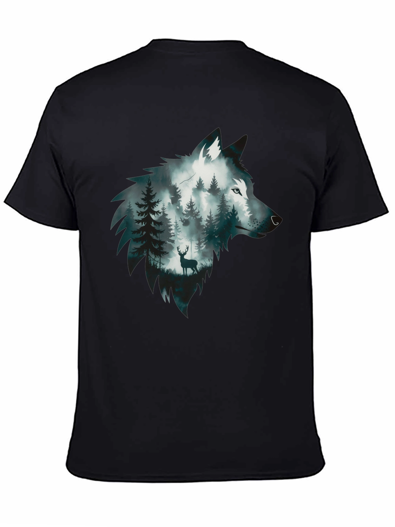 Black Wolf Forest Graphic Tee - Nature Inspired Design view 4