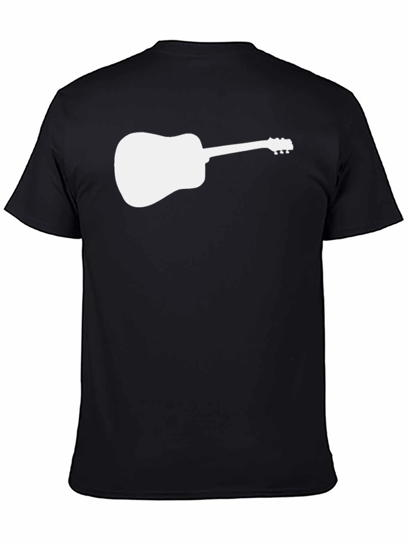 Black Guitar Silhouette Tee - Black Cotton Casual Shirt view 4