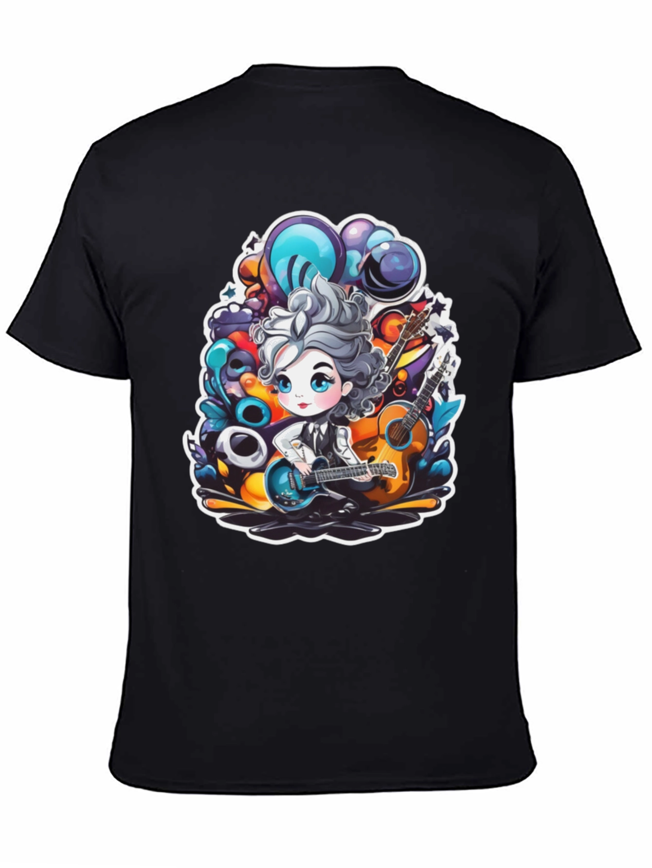 Black Cartoon Musician Graphic Tee view 4
