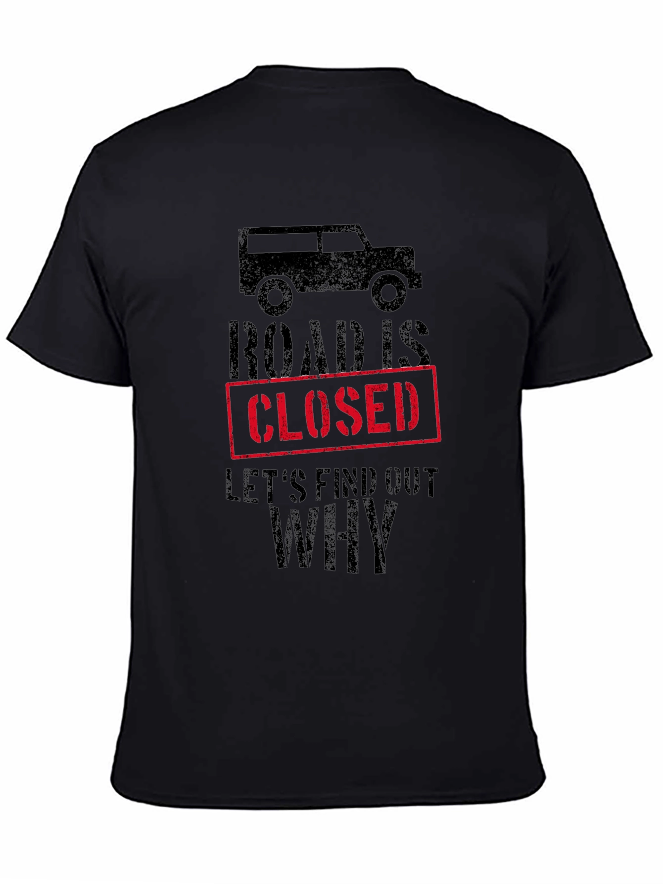 Black Road Closed Graphic Tee - Off-Road Adventure Shirt view 4