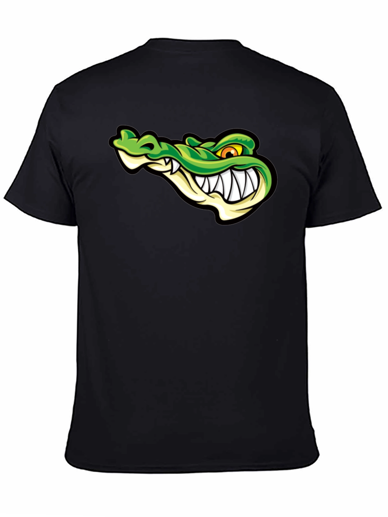 Black Cool Alligator Graphic Print Black T-Shirt view 4