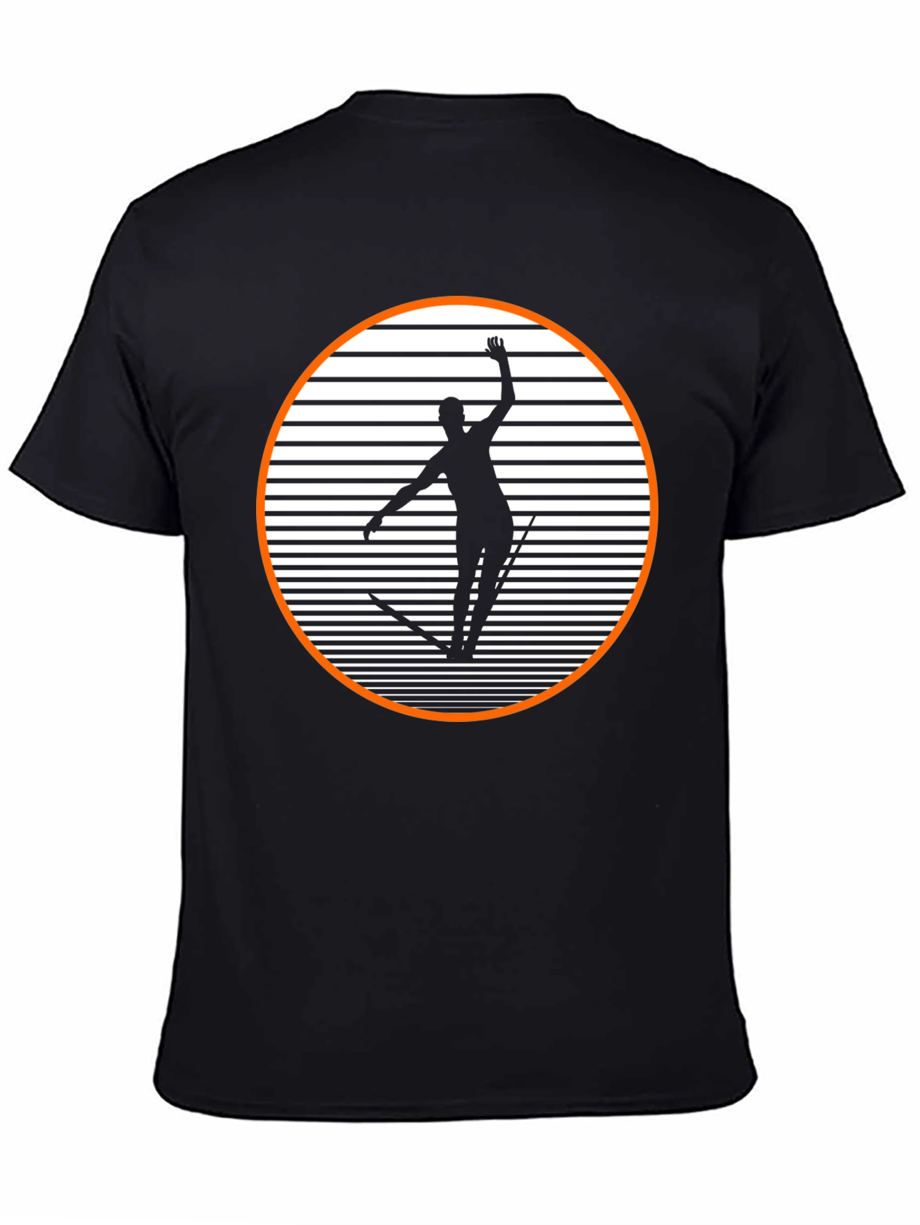 Black Retro Skiing Graphic Tee - Black Cotton Blend Shirt view 4