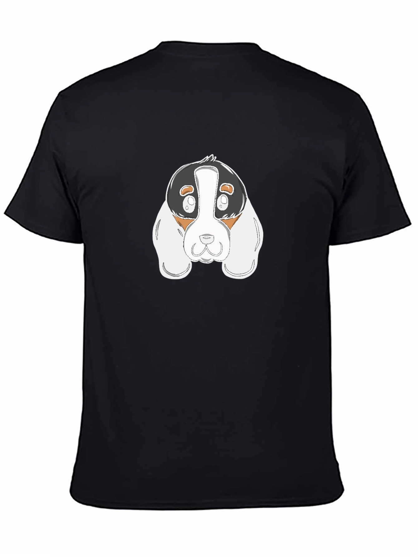 Black Cartoon Dog Graphic Black T-Shirt view 4