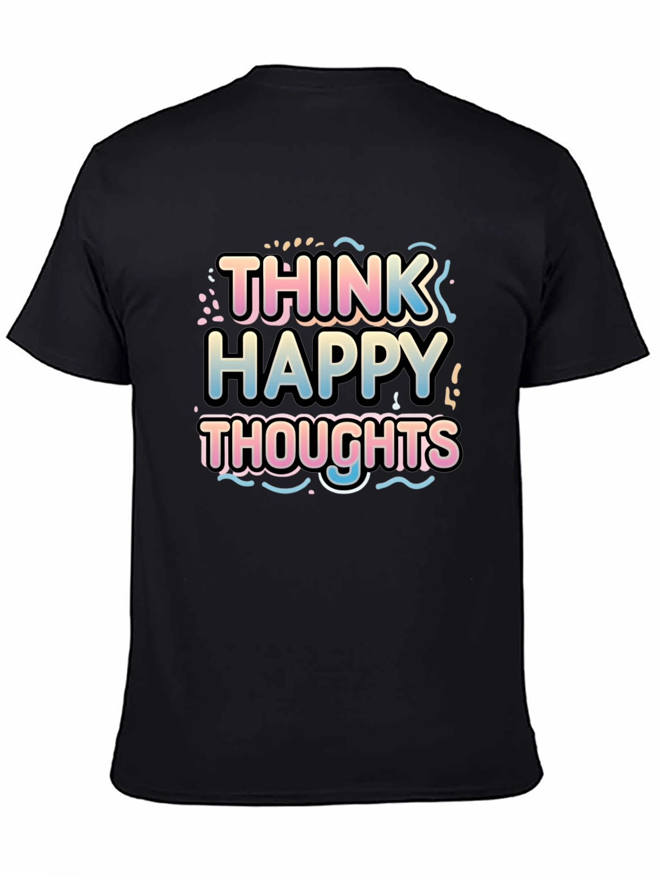 Black Think Happy Thoughts Graphic T-Shirt view 4