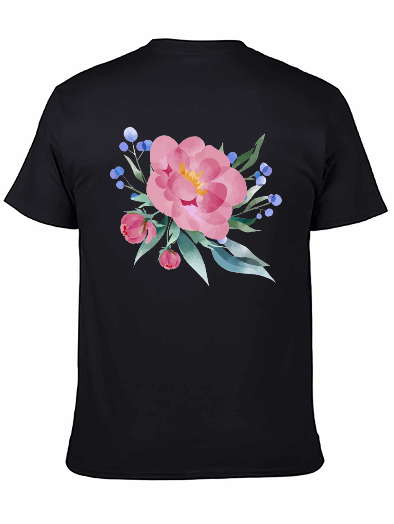 Black Floral Print Black T-Shirt view 4