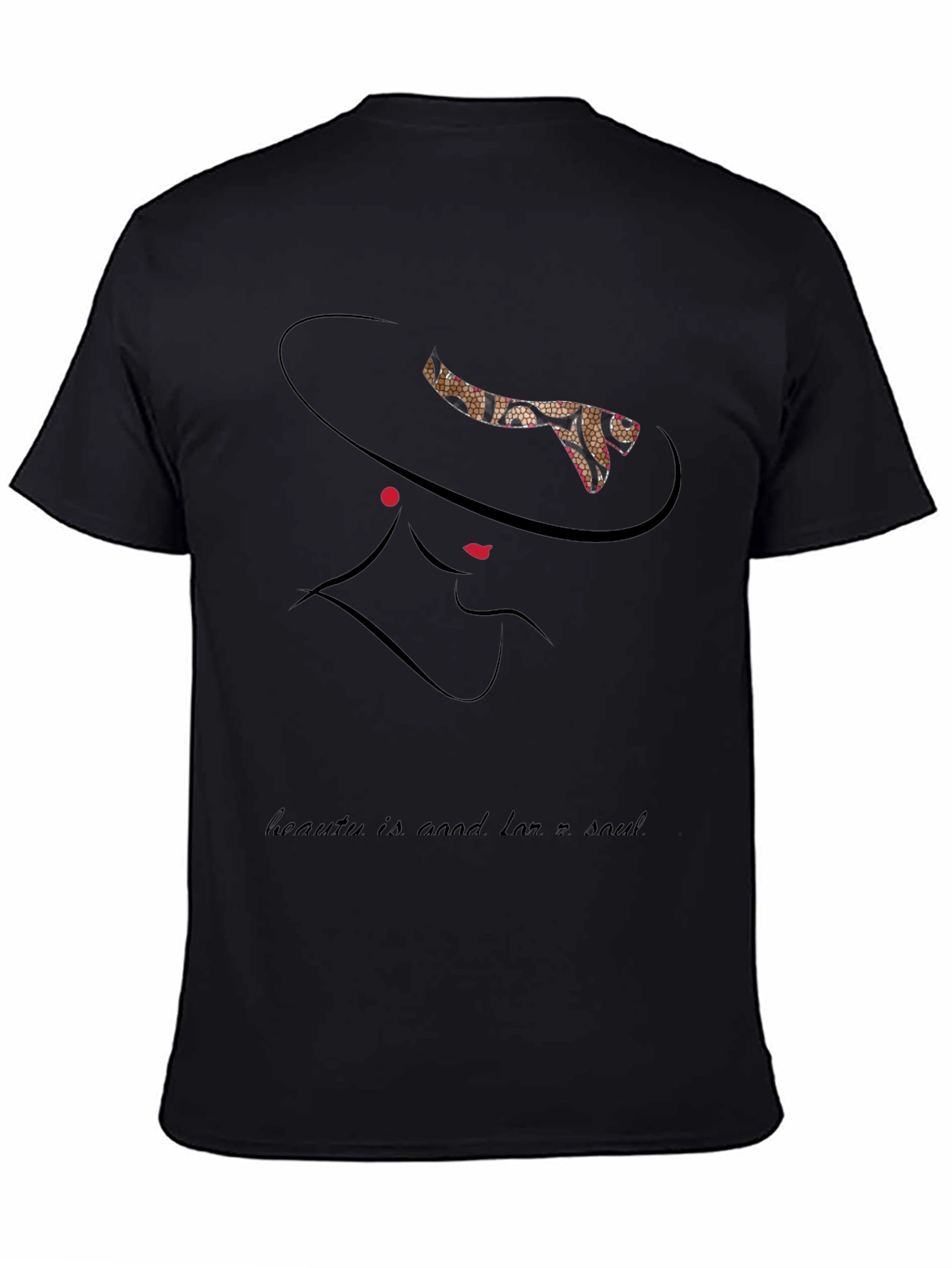 Black Elegant Woman Graphic Tee - "Beauty is Good For a Soul" view 4