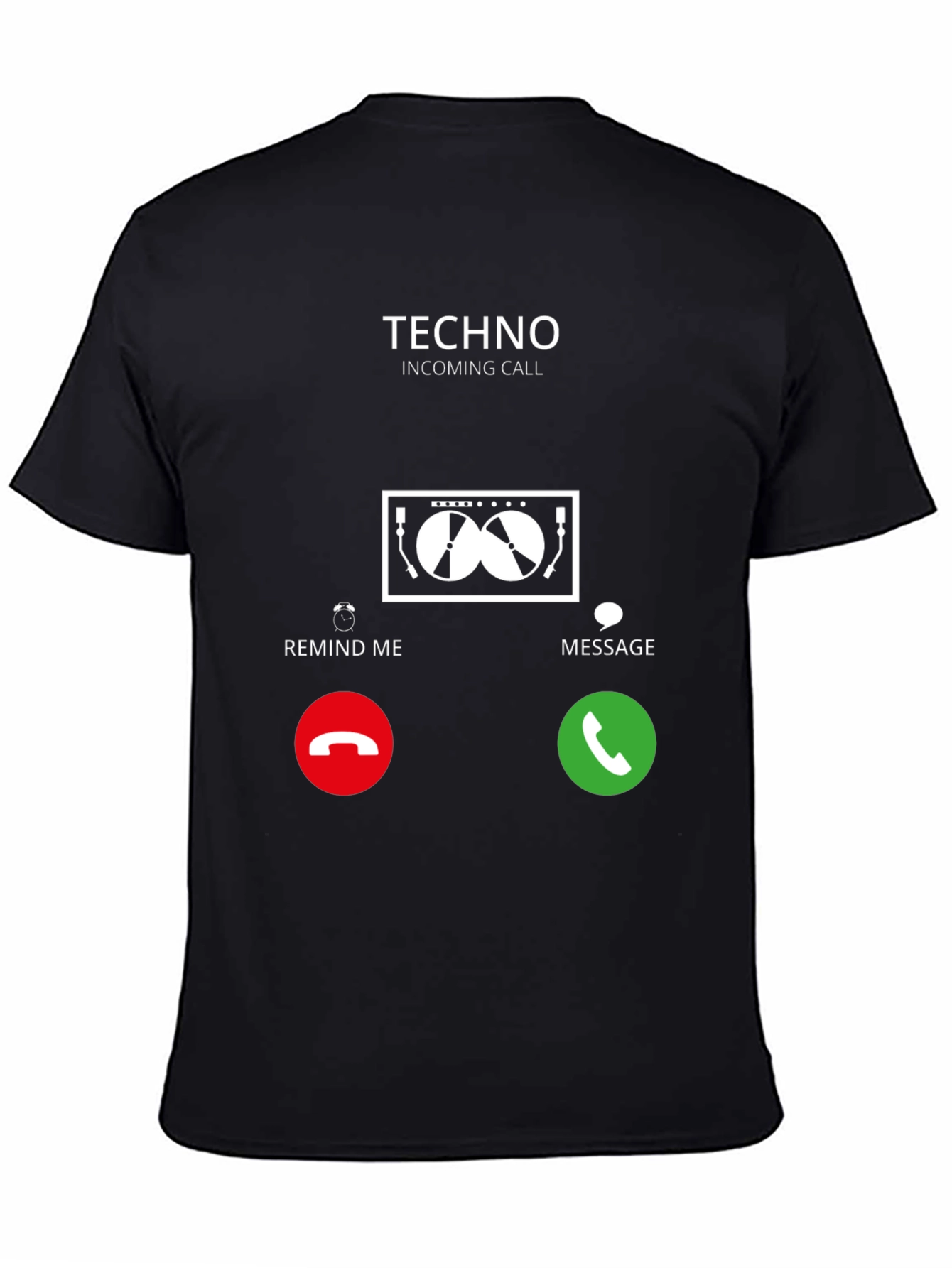 Black Techno Incoming Call Graphic T-Shirt view 4