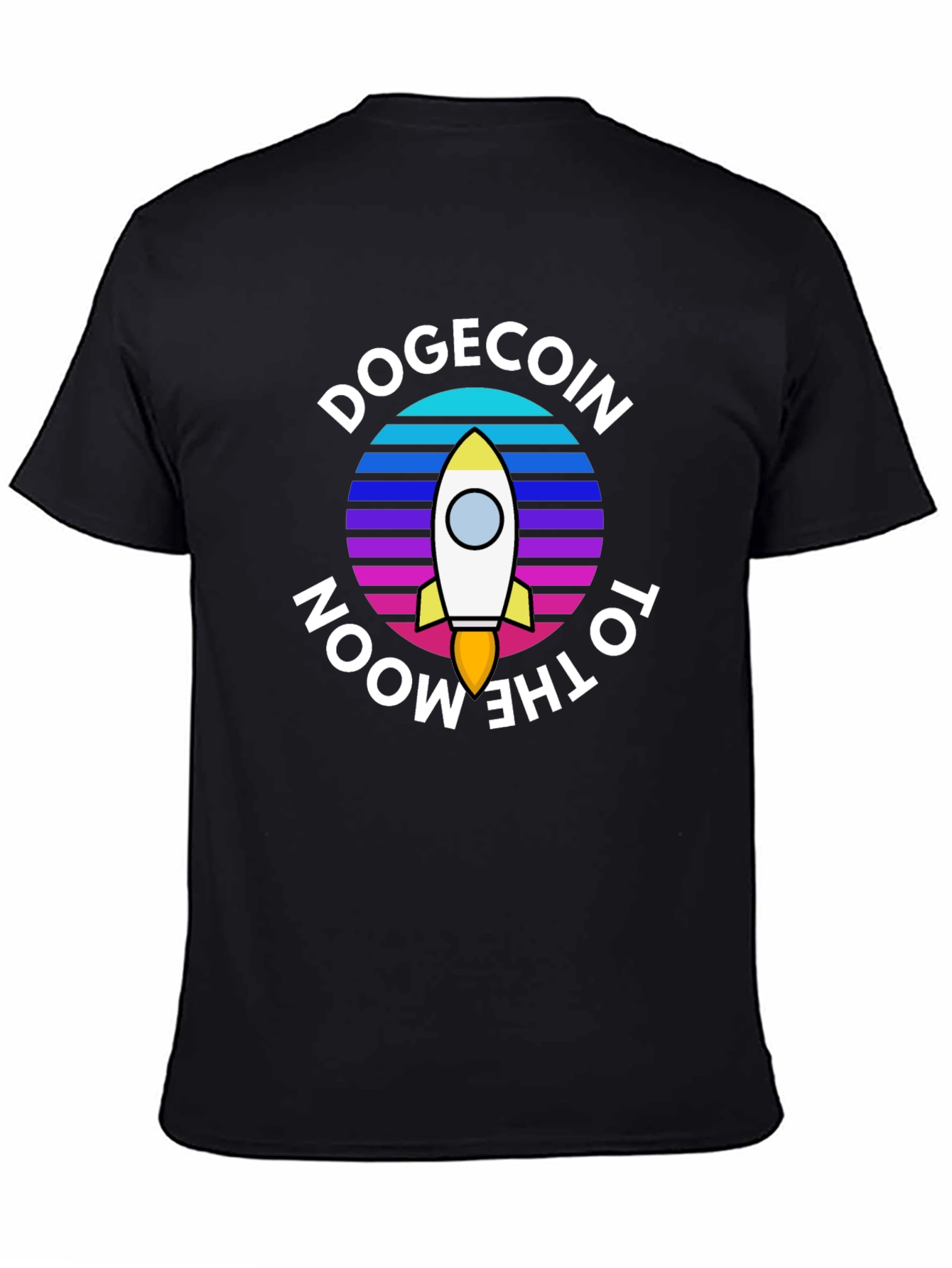 Black Dogecoin To The Moon Black T-Shirt view 4
