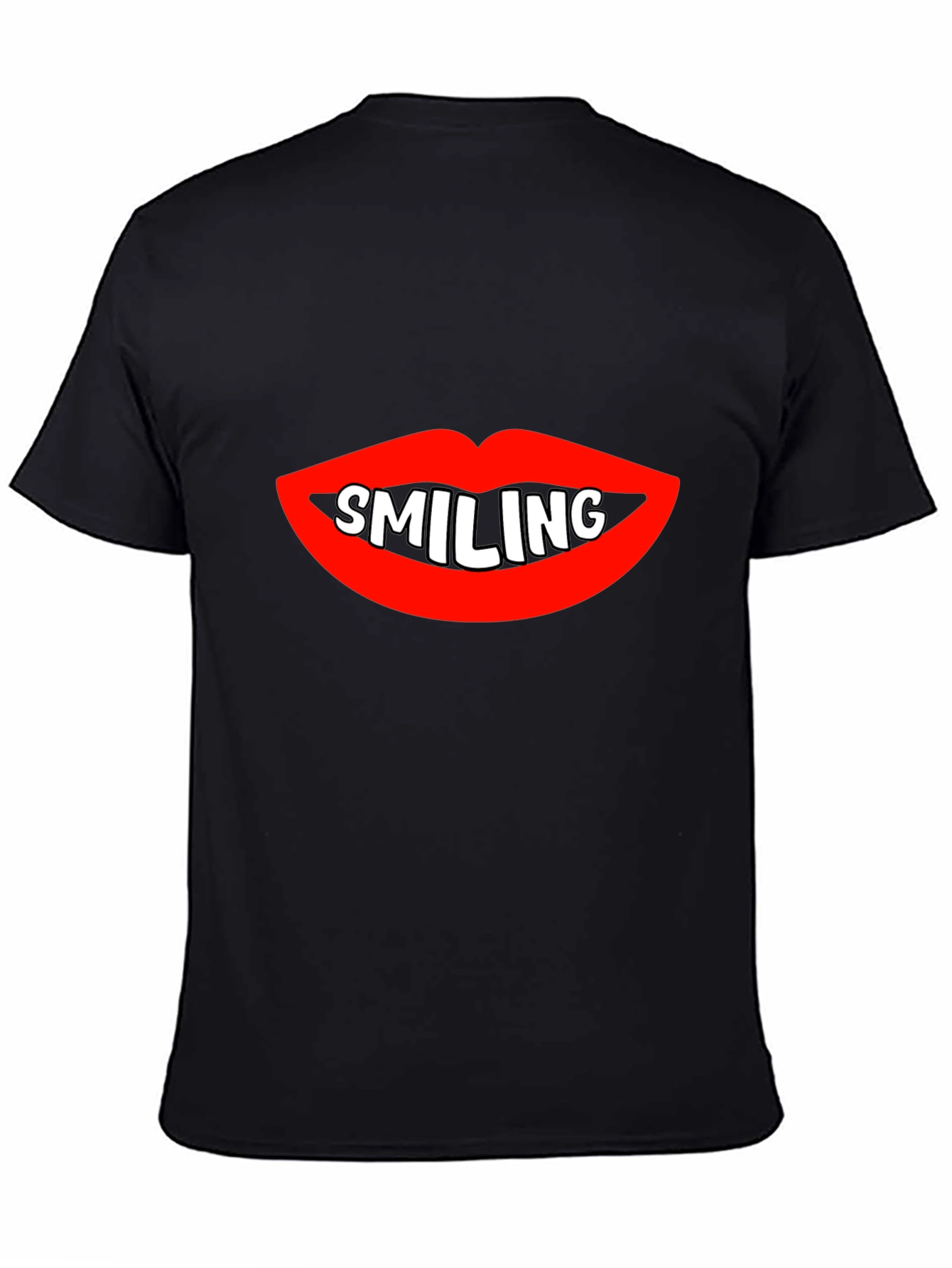 Black Smiling Lips Graphic Black T-Shirt view 4