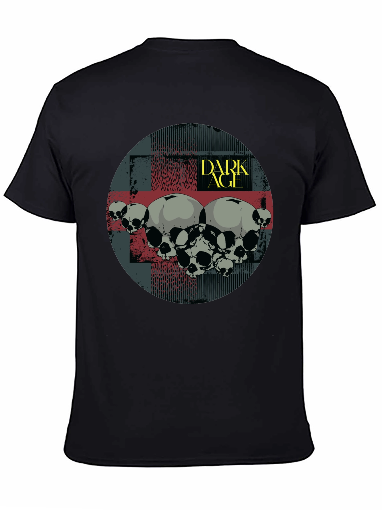 Black Dark Age Skull Graphic T-Shirt - Black view 4