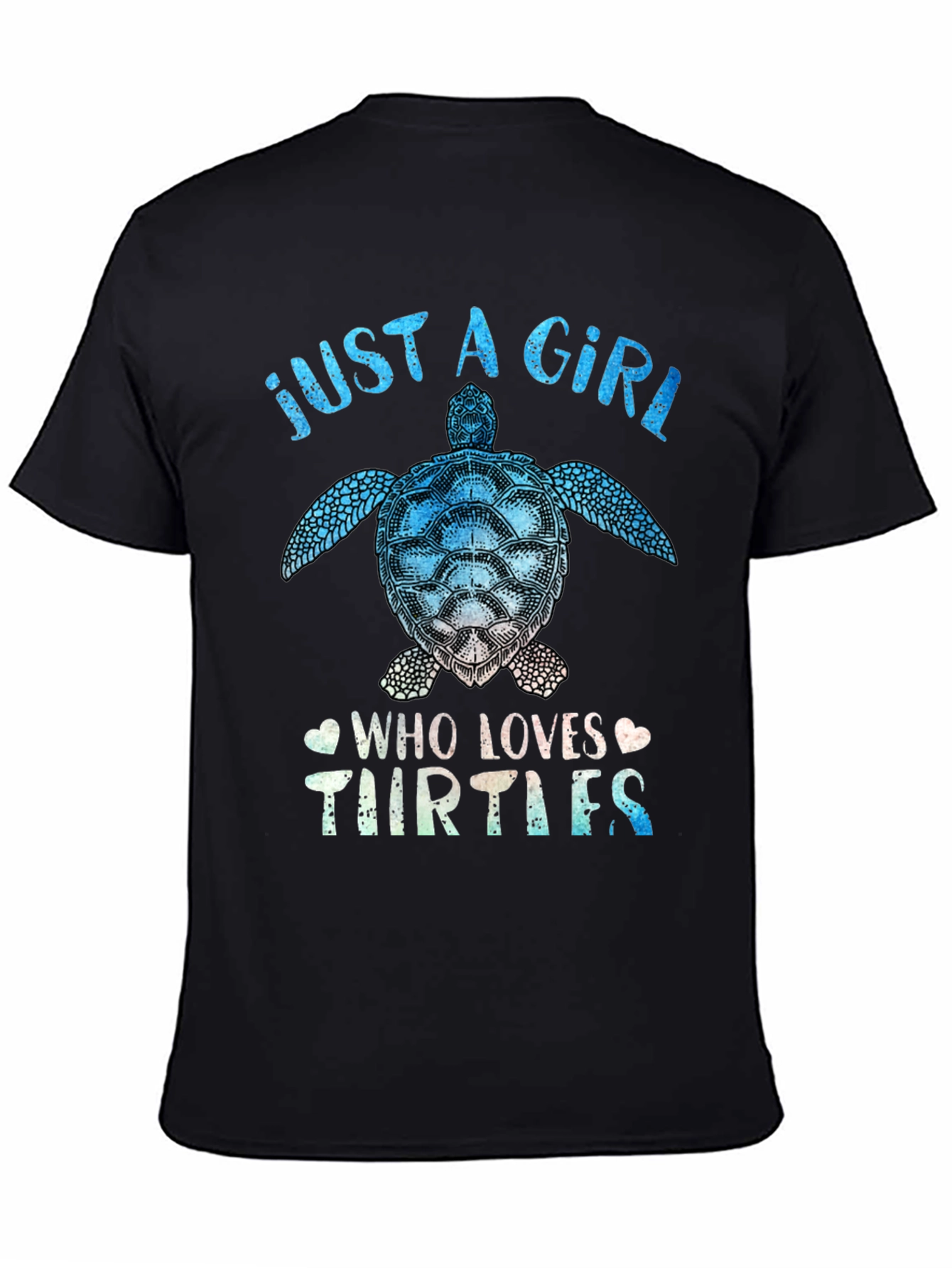 Black Just a Girl Who Loves Turtles T-Shirt view 4