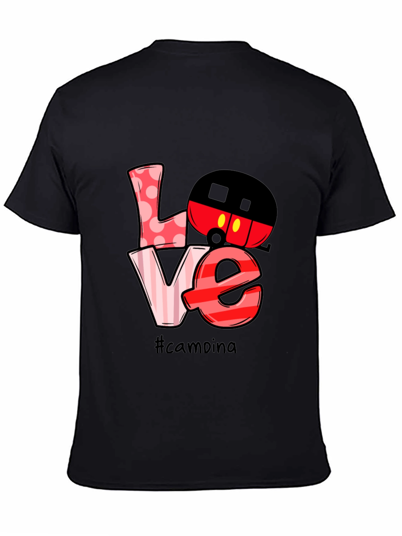 Black Love Camping Mickey Mouse T-Shirt view 4