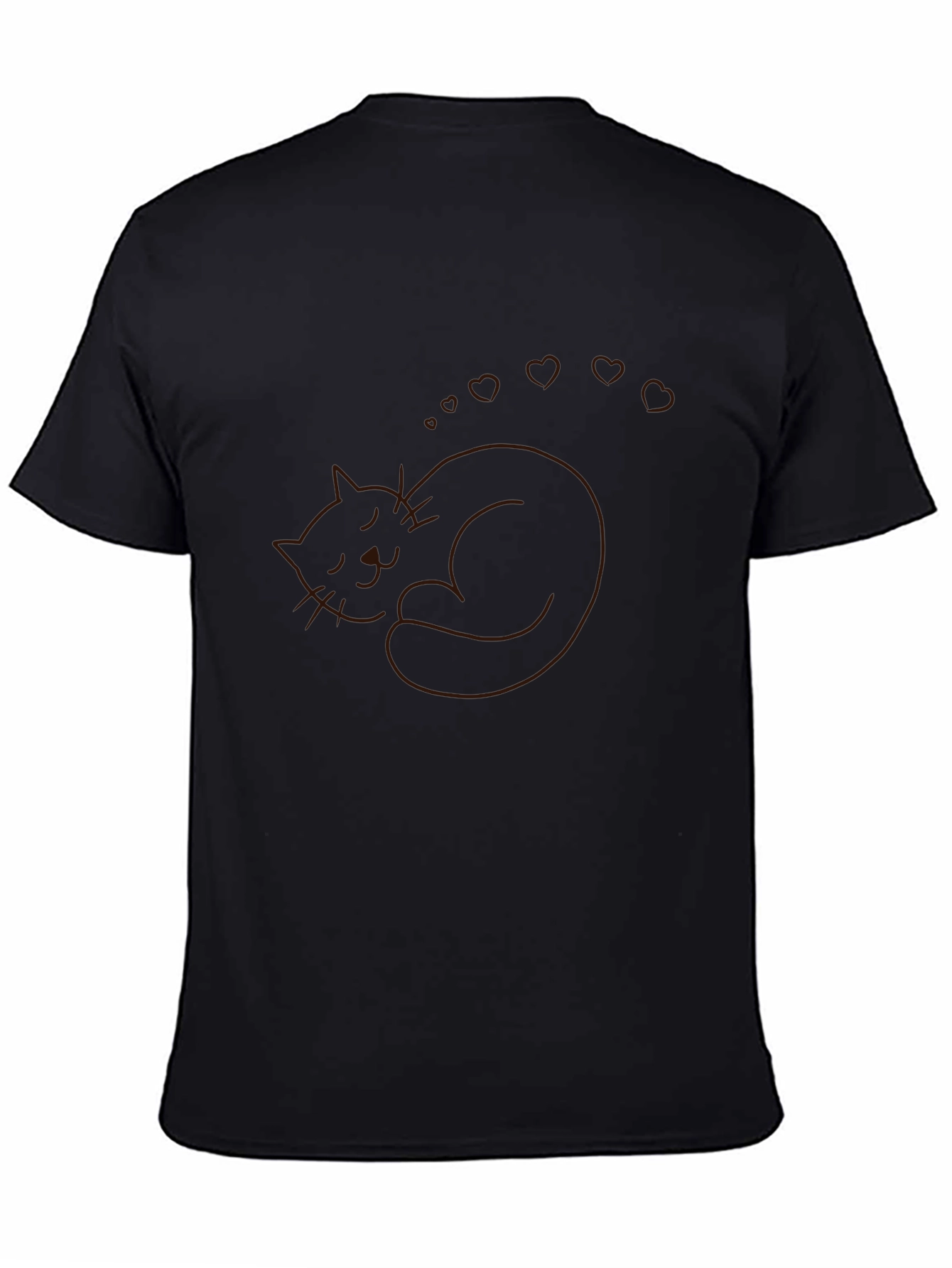 Black Sleeping Cat Heart Dreams T-Shirt view 4