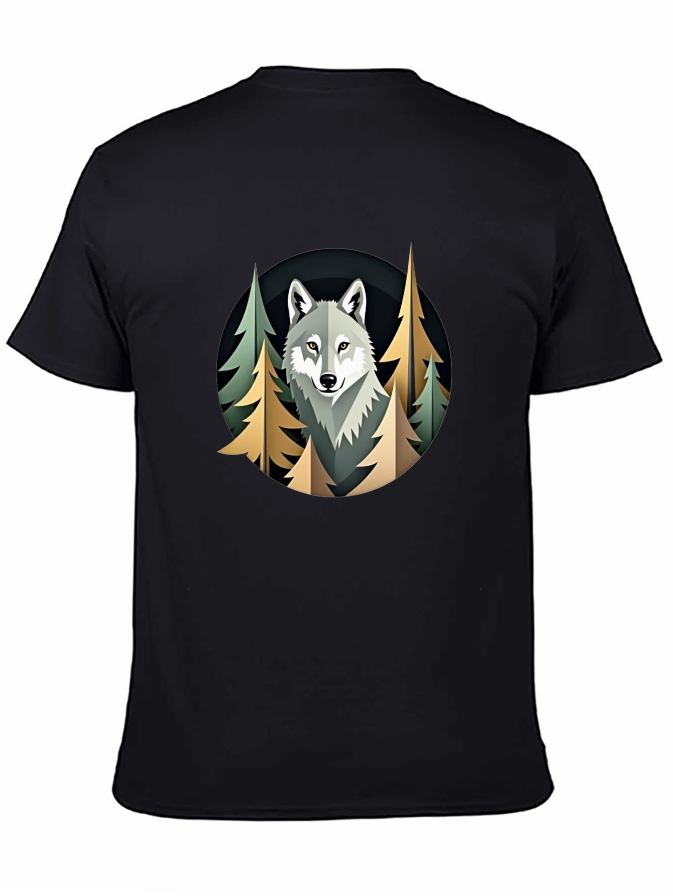 Black Wolf in Woods Graphic Tee - Premium Black T-Shirt view 4