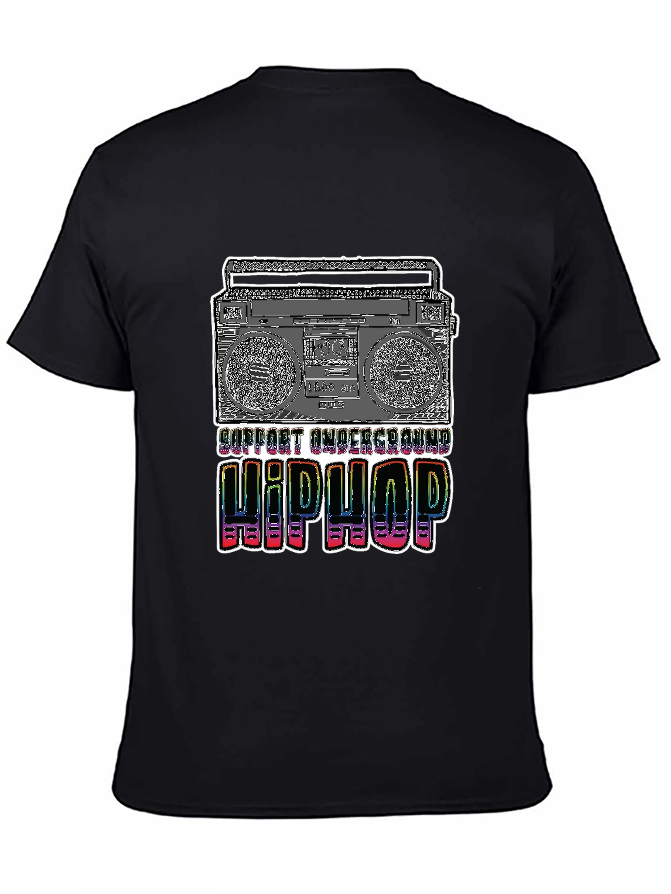 Black Underground Hip Hop Boombox Graphic Tee view 4