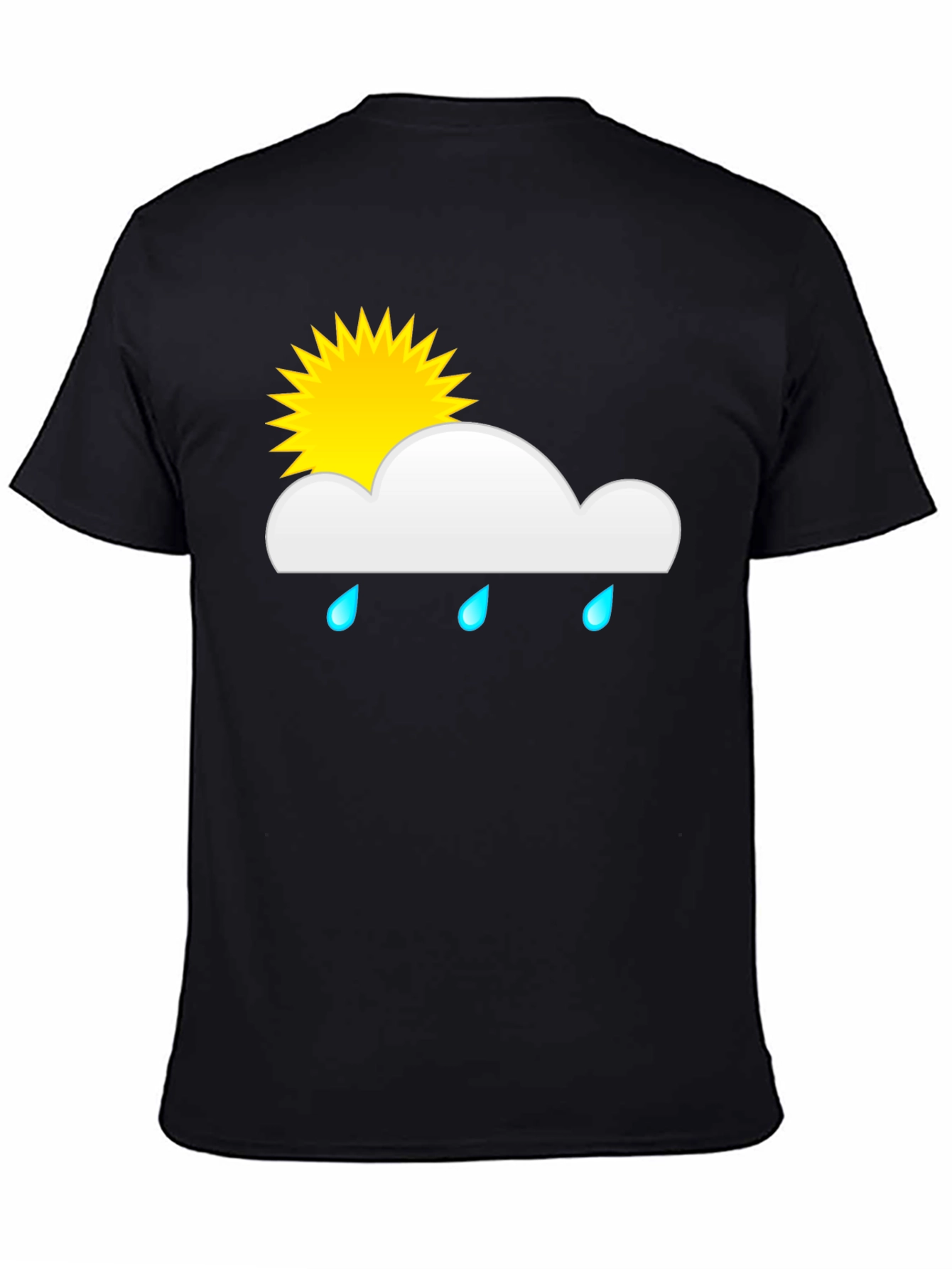 Black Rainy Day Sun Graphic Tee - Black Cotton T-Shirt view 4