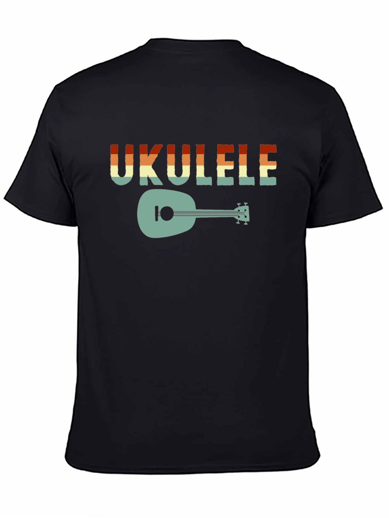 Black Retro Ukulele Graphic T-Shirt view 4