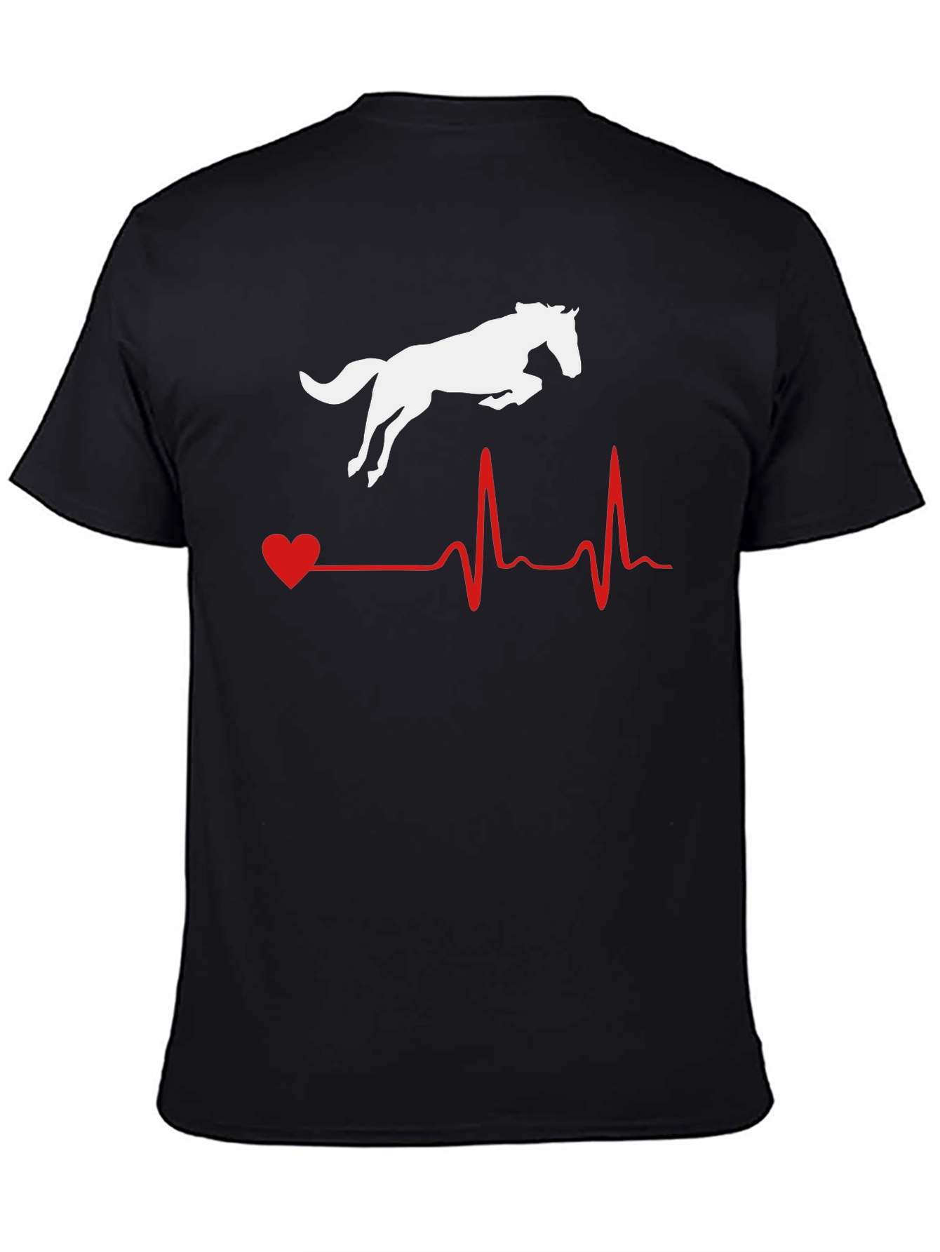 Black Horse Heartbeat Graphic Tee - Equestrian Lover Shirt view 4