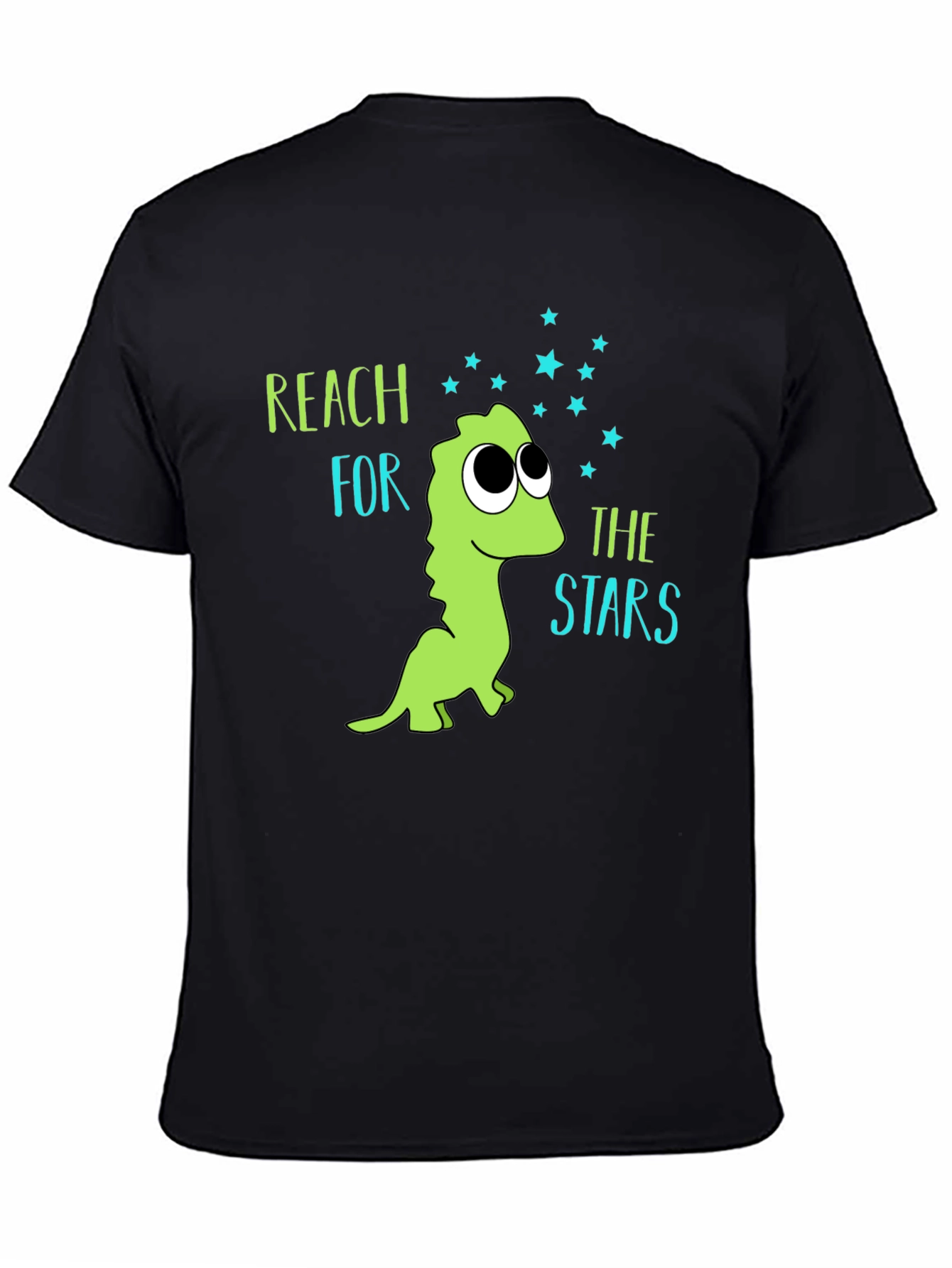 Black Reach for the Stars Dinosaur T-Shirt view 4