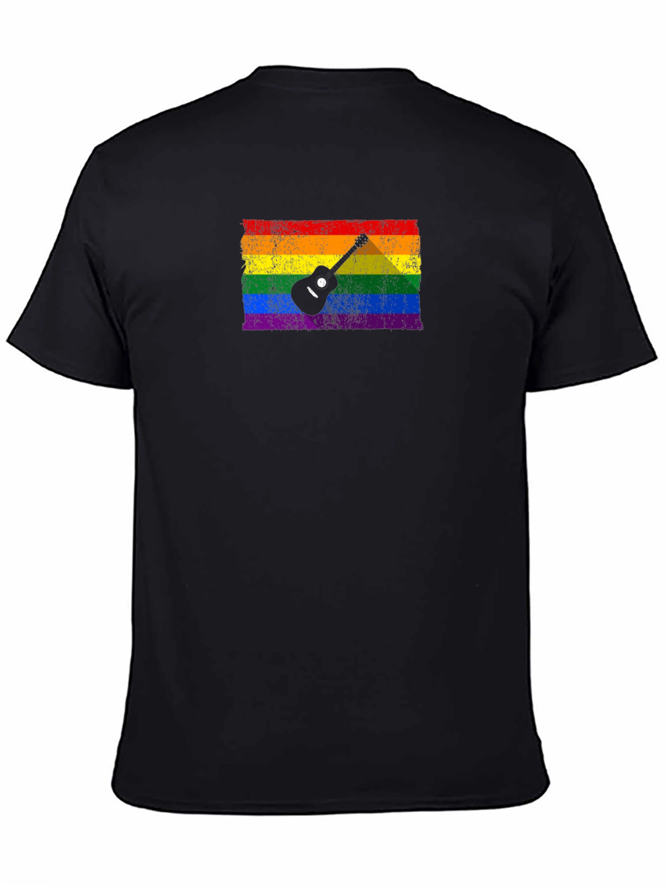 Black Rainbow Guitar Pride T-Shirt view 4