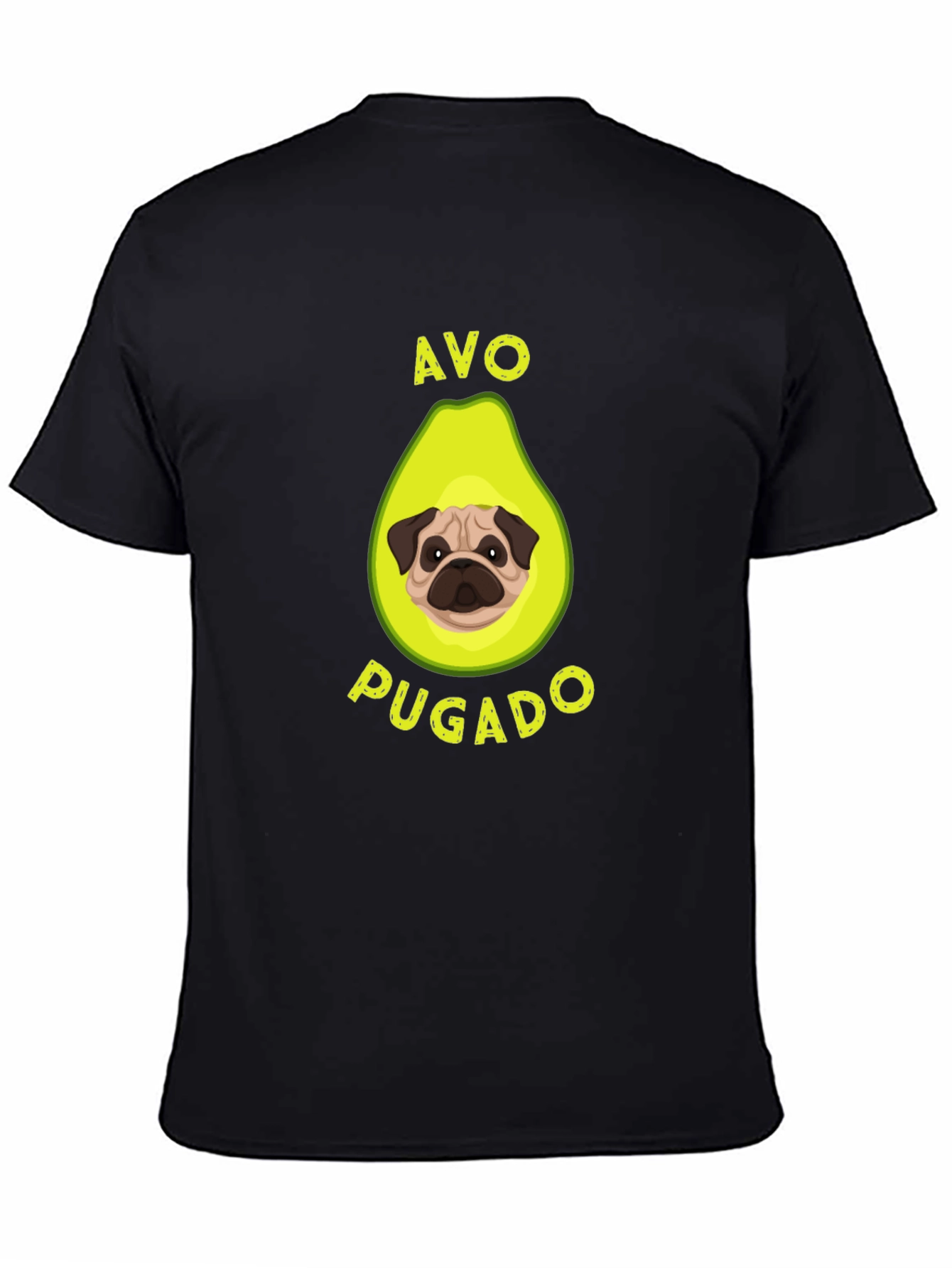 Black Avo-Pugado T-Shirt | Funny Avocado Pug Tee view 4