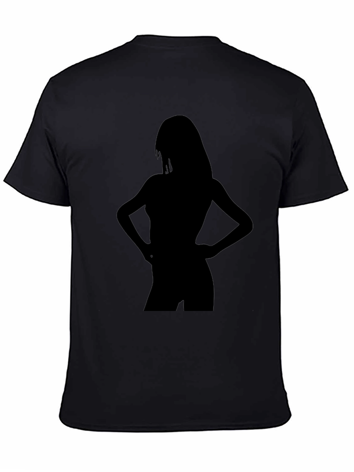 Black Silhouette Graphic Tee - Sleek Black Cotton T-Shirt view 4