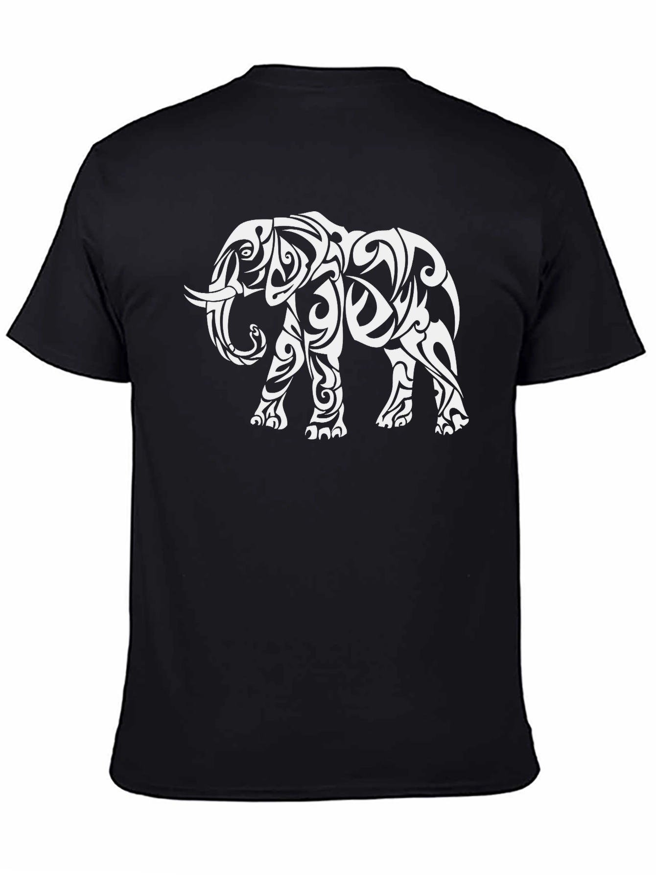 Black Tribal Elephant Graphic Tee - Black Casual Shirt view 4